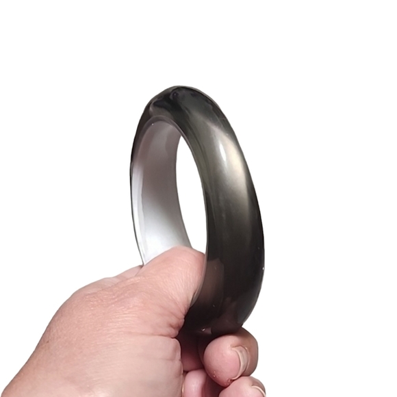 Vintage 80s Smoky Lucite Bangle Bracelet Mod Retro GoGo Translucent - Picture 12 of 15